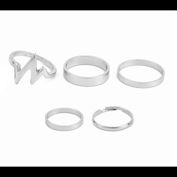SILVER 3/$30 5pc Heart Beat Ring Set - Picture 2 of 2